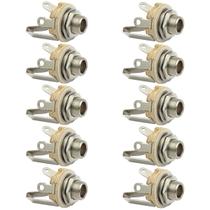 Kit Com 10 Jacks P10 Mono Circuito Fechado Para Amplificadores Mesas de Som