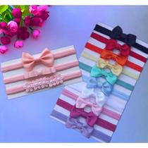 Kit com 10 + kit de 3 faixinhas Salmao de laços para bebê RN. Kit com 10 + kit de 3 faixinhas Salmao de laços para bebê RN.