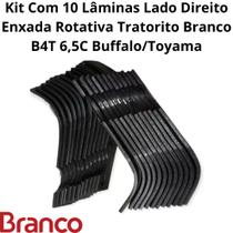 Kit Com 10 Lâminas Lado Direito Enxada Rotativa Motocultivador Tratorito Branco B4T 6,5C Buffalo/Toyama