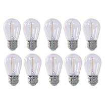 Kit com 10 Lâmpada de Filamento Bolinha S14 E27 LED 1W Âmbar 2400K Para Varal de Luzes Externo IP66