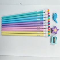 Kit Com 10 Lapis Pretos Com Borracha, 1 Acessorio, 1 Borracha E 1 Apontador, Ref S18a00575