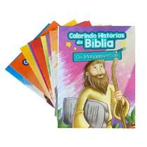 Kit Com 10 Livros Colorindo Histórias Da Bíblia Infantil
