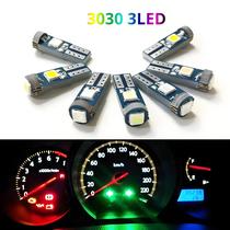 Kit com 10 Luzes Interiores de LED T5 Super Brilhantes para Carro - W1.2W, W3W, 3030