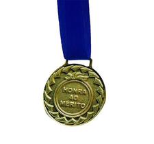 Kit Com 10 Medalhas de Ouro M30 Esportiva Honra ao Mérito Com Fita Azul Crespar