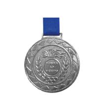 Kit Com 10 Medalhas de Prata M43 Esportiva Honra ao Mérito Com Fita Azul Crespar