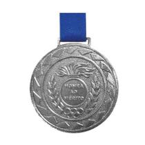 Kit Com 10 Medalhas de Prata M50 Esportiva Honra ao Mérito Com Fita Azul Crespar Kit Com 10 Medalhas de Prata M50 Esportiva Honra ao Mérito Com Fita Azul Crespar