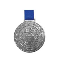 Kit Com 10 Medalhas de Prata M60 Esportiva Honra ao Mérito Com Fita Azul Crespar Kit Com 10 Medalhas de Prata M60 Esportiva Honra ao Mérito Com Fita Azul Crespar