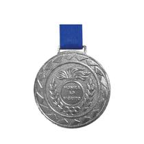 Kit Com 10 Medalhas de Prata M60 Esportiva Honra ao Mérito Com Fita Azul Crespar