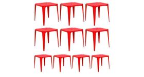 Kit Com 10 Mesa de Plástico Bela Vista - Vermelha - Mor