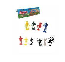 Kit com 10 Mini Boneco super heróis e vilões Apas