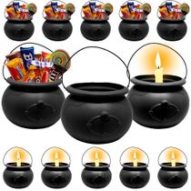 Kit com 10 Mini Caldeirão Preto para Dia das Bruxas Festa de Halloween Decoração