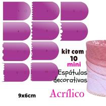 Kit com 10 mini espátulas decorativas para bolo wave cake 9X6 cm confeitaria ES7