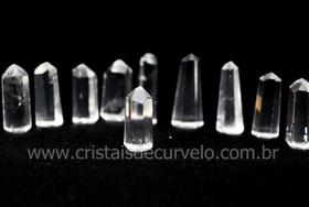 Kit com 10 Mini Pontas de Quartzo Cristal Furado para Pingente de Colar - Furo Vazado Lateral de 25 a 35mm