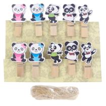 Kit com 10 Mini Prendedores Decorados - Panda