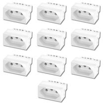 Kit Com 10 Módulos Tomada 2p+t 20a Branca Recta Satin - Blux