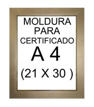 Kit com 10 molduras para certificado A4 (21x30) ouro vidro