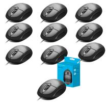 Kit com 10 Mouse com fio MF100 Usb 1200dpi 3Bot Compacto 120cm Preto Mo300 Multilaser