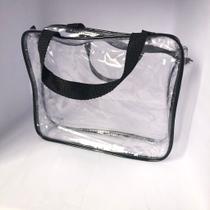 kit com 10 necessaire MALOTE Transparente PRETA 30X23