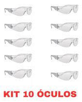 Kit com 10 Oculos De Proteção Visual Incolor Epi Bike Pesca Kit com 10 Oculos De Proteção Visual Incolor Epi Bike Pesca