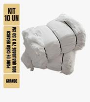 Kit com 10 - Pano De Chão Branco Alvejado 70 X 50 Cm - Neves - Grande - Tipo Saco Duplo