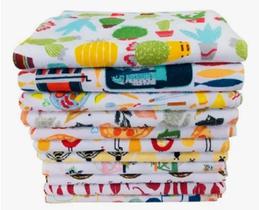 Kit com 10 - Pano De Prato Atoalhado - Felpudo - Copa - Cozinha - Camesa - 55x35cm