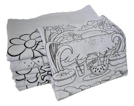 Kit Com 10 Pano De Prato Copa Branco Riscado Para Pintura