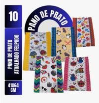Kit Com 10 - Pano De Prato - Copa Felpudo Atoalhado - Estampas Variadas - 41x64cm - 65 Gramas