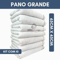 Kit com 10 Panos de Chão Brancos Alvejados 100% Algodão 68g, Costura Azul