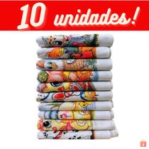 Kit com 10 Panos De Prato Cozinha Estampas Variados Bainha - MB Textil