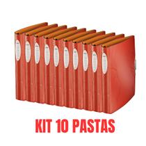 Kit com 10 Pastas Fichário Leitz Flash Nature A4 280 fls Vermelho-Ocre Perolizado 63935