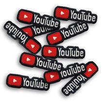 Kit Com 10 Patch Bordado YouTube Termocolante Aplique 8x2cm