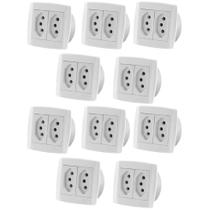 Kit Com 10 Pç Tomada 20A Dupla Para Móveis Ilumi Slim Branca