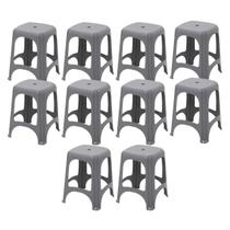 Kit com 10 peças banqueta banquinho niteroi cinza tramontina