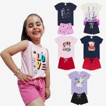 Kit com 10 Peças de Roupas Conjunto Verão Menina Calor Infantil Sortidos Liquidação