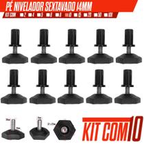 Kit com 10 Peças Pé Nivelador Sextavado 14mm Bucha reforçada 10mm