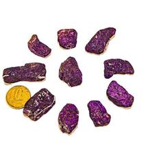 Kit com 10 Pedras Brutas de Purpurita Natural Furada para Montagem de Joias