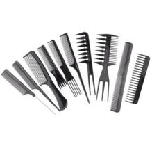 Kit com 10 pentes diversos modelos para Salão de cabeleireiro e Barbearia Hairbrush Anti-estático - PENTES DE CARBONO