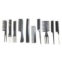 Kit Com 10 Pentes Escova Para Penteado Profissional Combo