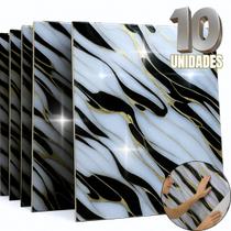 Kit com 10 Placas Adesivas de Parede Autocolantes Tamanho Grande 60X60CM Efeito Mármore Realista
