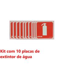 Kit com 10 placas de sinalização de extintor de água