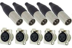 Kit Com 10 Plug Conector Santo Angelo Xlr Macho E Femêa