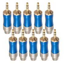 Kit com 10 Plug Estéreo P2 - Metal Azul Kit com 10 Plug Estéreo P2 - Metal Azul
