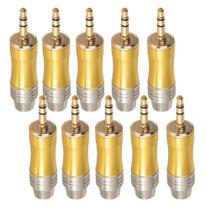 Kit com 10 Plug Estéreo P2 - Metal Dourado