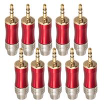 Kit com 10 Plug Estéreo P2 - Metal Vermelho Kit com 10 Plug Estéreo P2 - Metal Vermelho