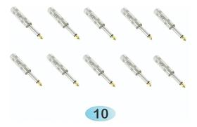 Kit com 10 plug p10 mono datalink ponta dourada p10-001