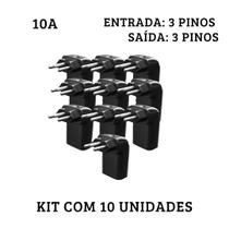 Kit com 10 Pocket Fit 3 Pinos 10a - Protetor Dps Raios Surtos iClamper - Preto