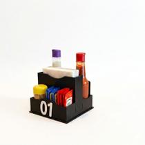Kit com 10 Porta-Condimentos e Guardanapos Numerados em MDF Para Restaurantes e Lanchonetes