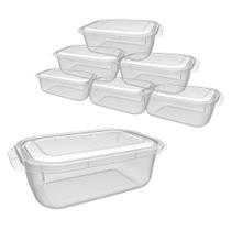 Kit com 10 potes altos retangulares pp 868 ml Kit com 10 potes altos retangulares pp 868 ml