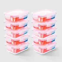 Kit com 10 Potes de Vidro Herméticos Retangulares 640ml Marmita Ideal Invicta