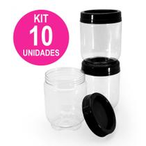 Kit Com 10 Potes Organizadores Empilha Fácil Gira e Trava 155ml OU 380ml Plasútil